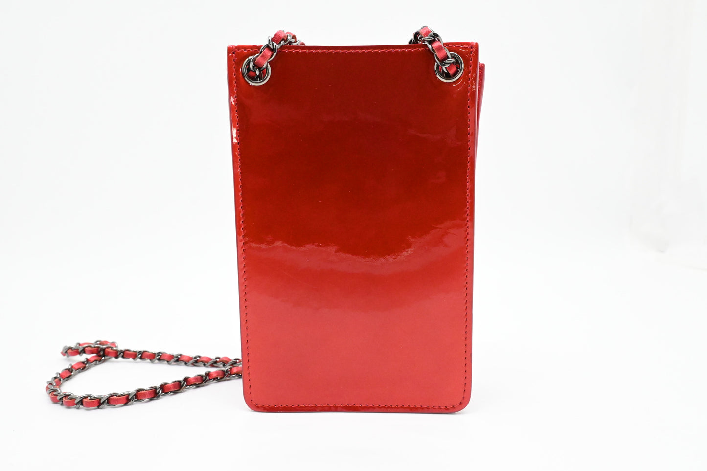 Chanel Chain Phone Bag in Red Patent Leather