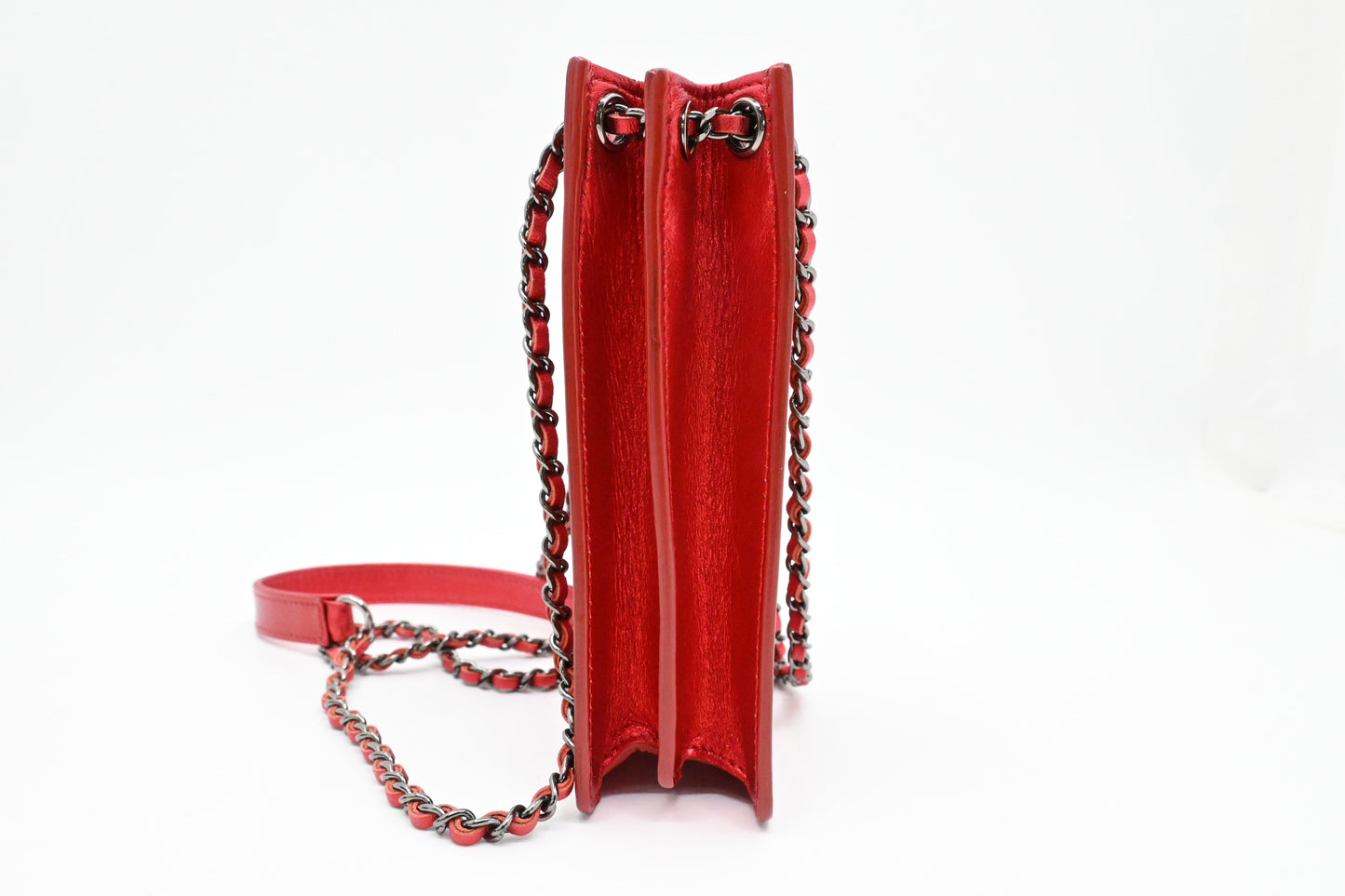 Chanel Chain Phone Bag in Red Patent Leather