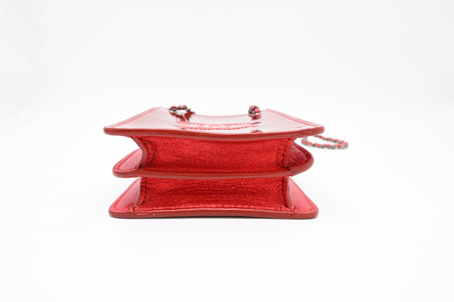 Chanel Chain Phone Bag in Red Patent Leather