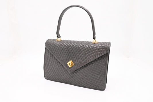 Bally Top Handle Handbag in Gray Quilted Leather