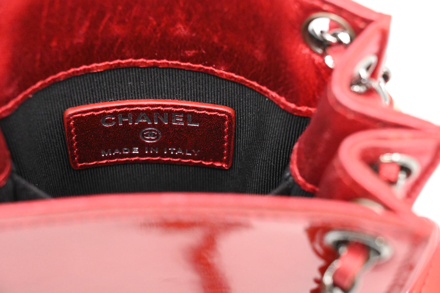 Chanel Chain Phone Bag in Red Patent Leather