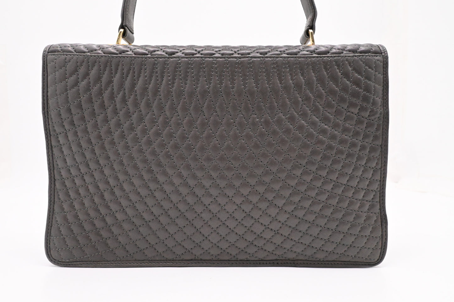 Bally Top Handle Handbag in Gray Quilted Leather