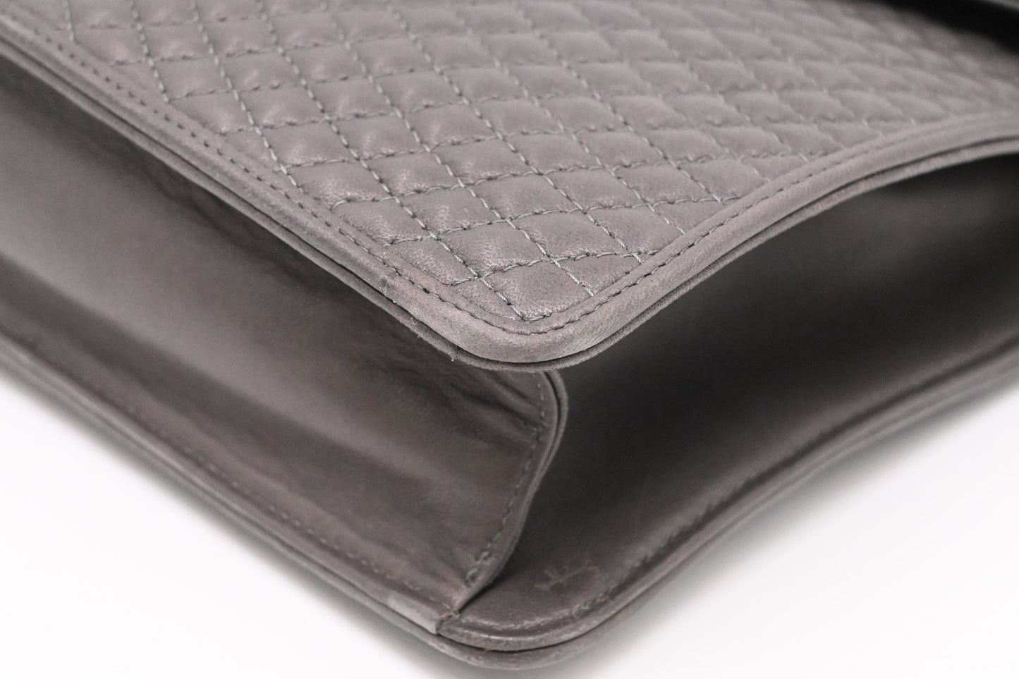 Bally Top Handle Handbag in Gray Quilted Leather