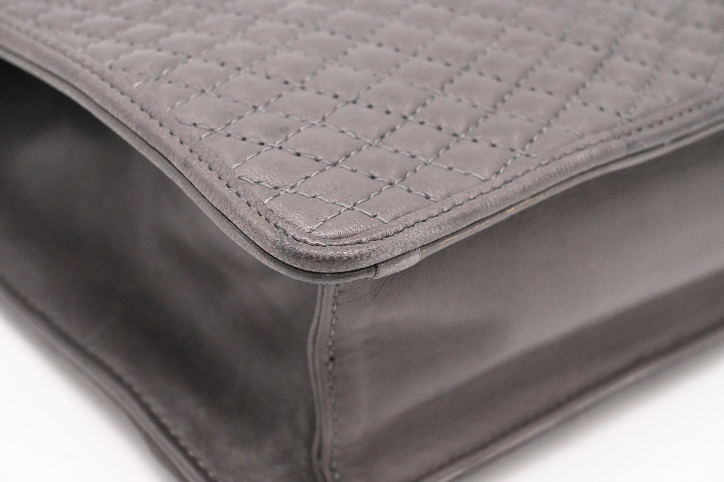 Bally Top Handle Handbag in Gray Quilted Leather