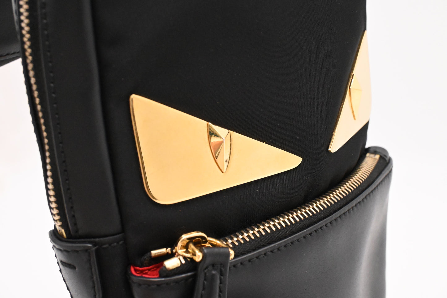 Fendi Monster Crossbody Bag in Black Nylon and Leather
