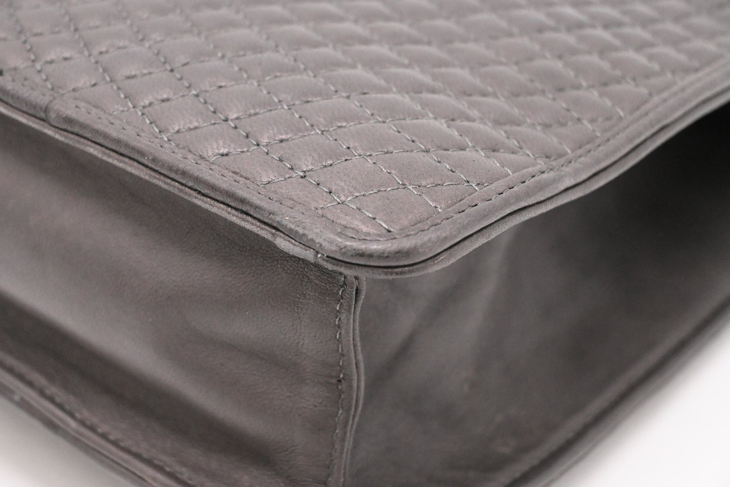 Bally Top Handle Handbag in Gray Quilted Leather