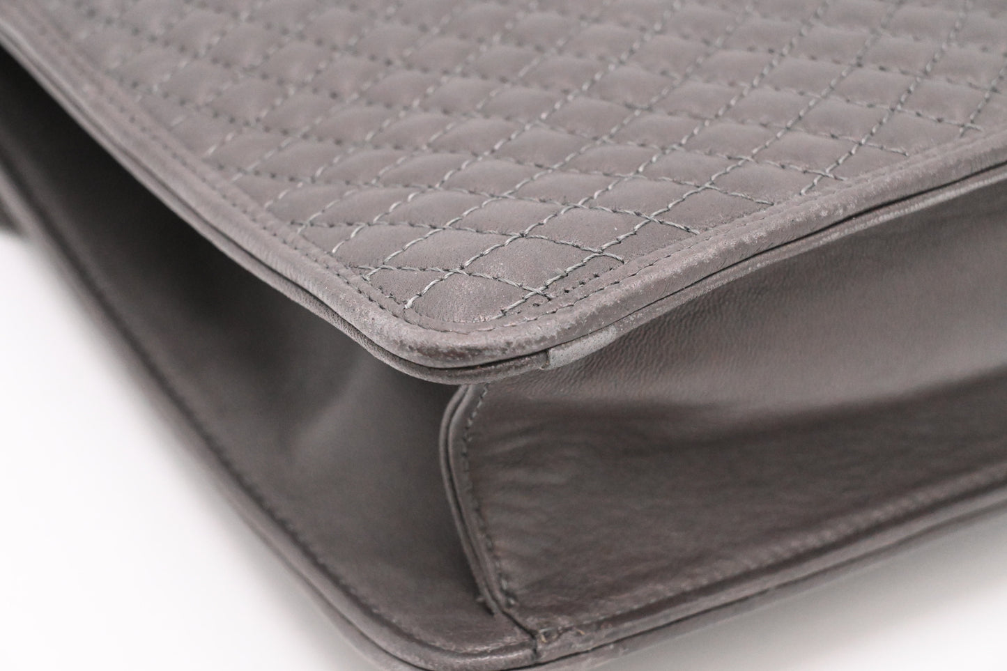 Bally Top Handle Handbag in Gray Quilted Leather