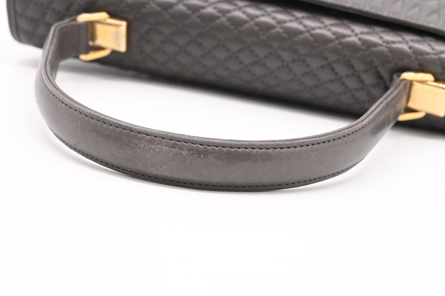 Bally Top Handle Handbag in Gray Quilted Leather