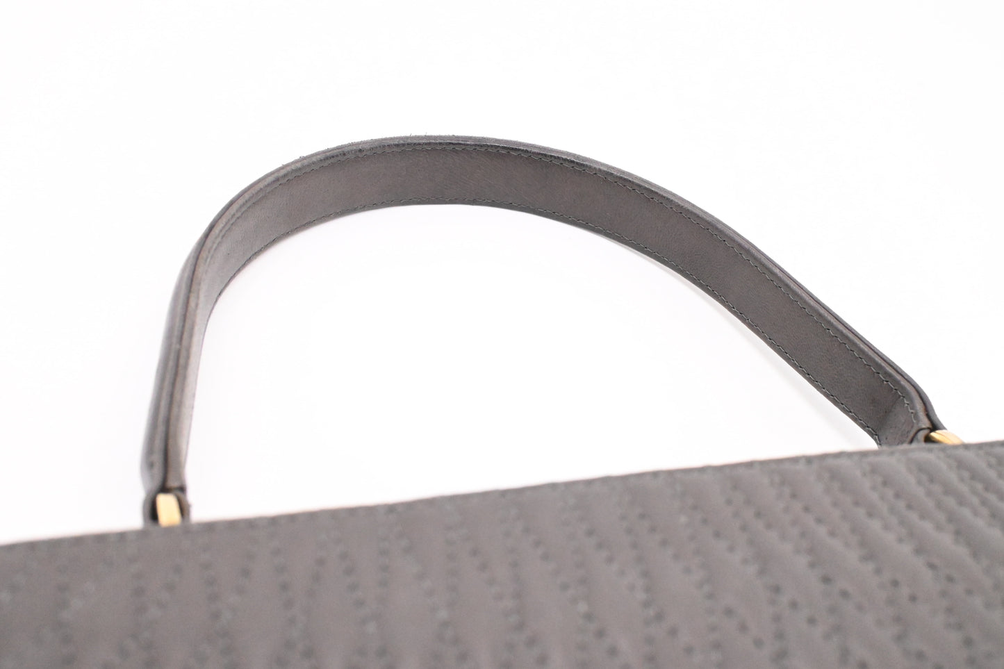 Bally Top Handle Handbag in Gray Quilted Leather
