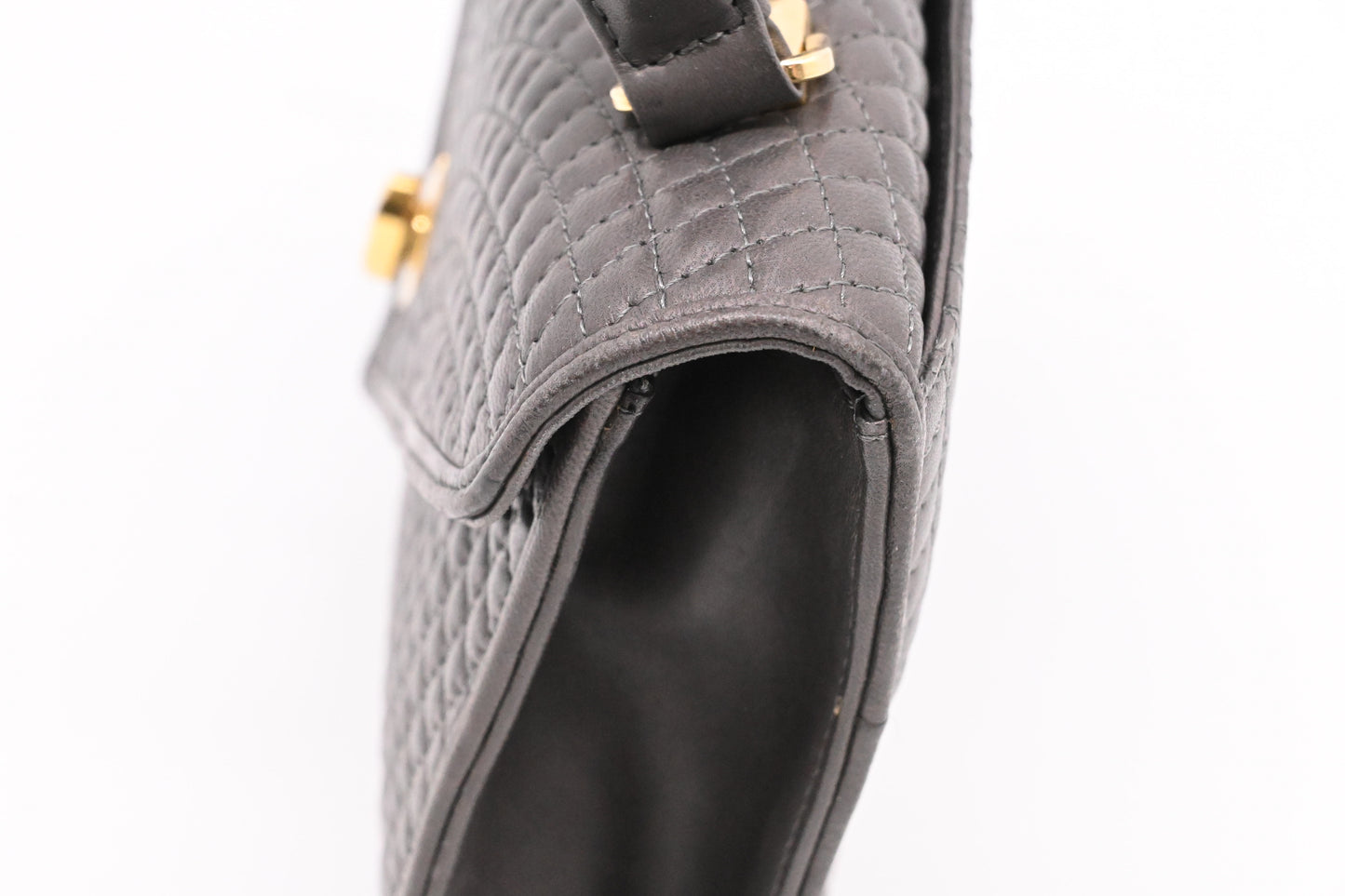 Bally Top Handle Handbag in Gray Quilted Leather
