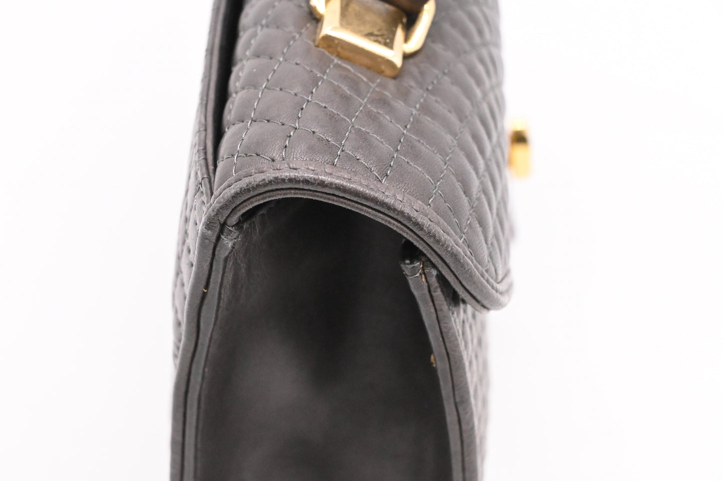 Bally Top Handle Handbag in Gray Quilted Leather