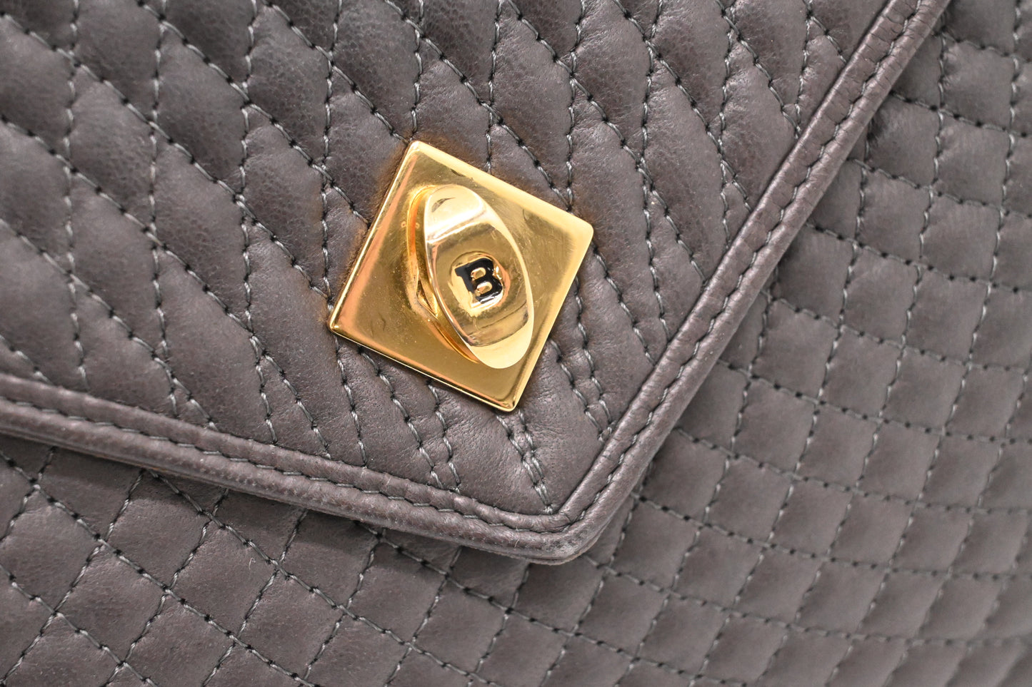 Bally Top Handle Handbag in Gray Quilted Leather