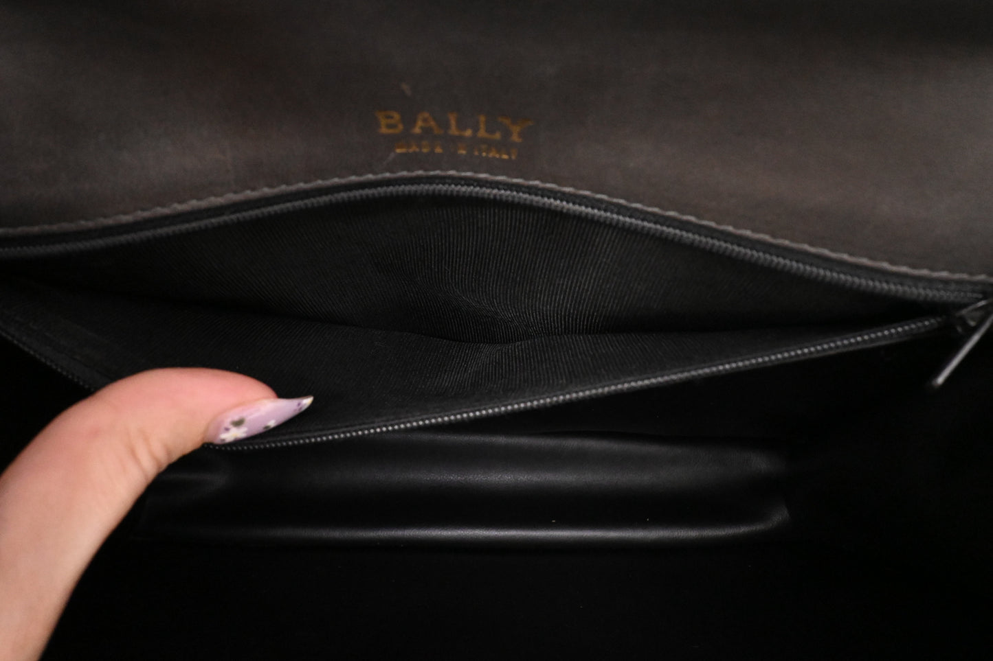 Bally Top Handle Handbag in Gray Quilted Leather