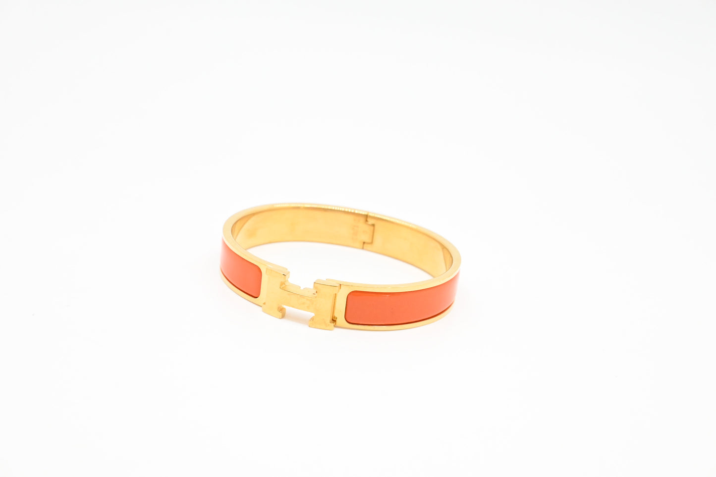 Hermes Clic H Bracelet in Orange Enamel