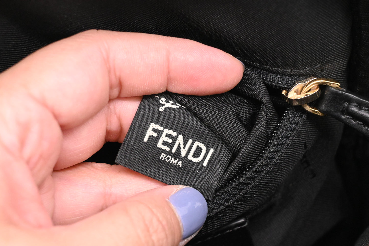 Fendi Monster Crossbody Bag in Black Nylon and Leather
