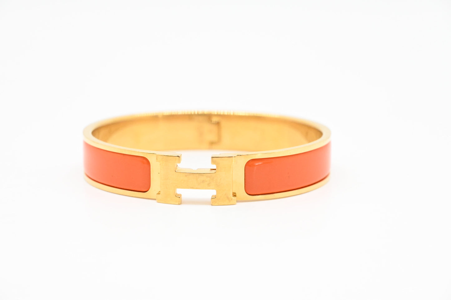 Hermes Clic H Bracelet in Orange Enamel