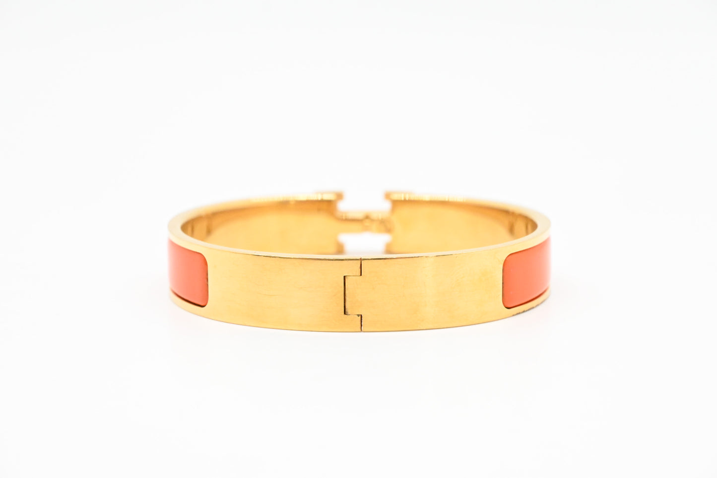 Hermes Clic H Bracelet in Orange Enamel