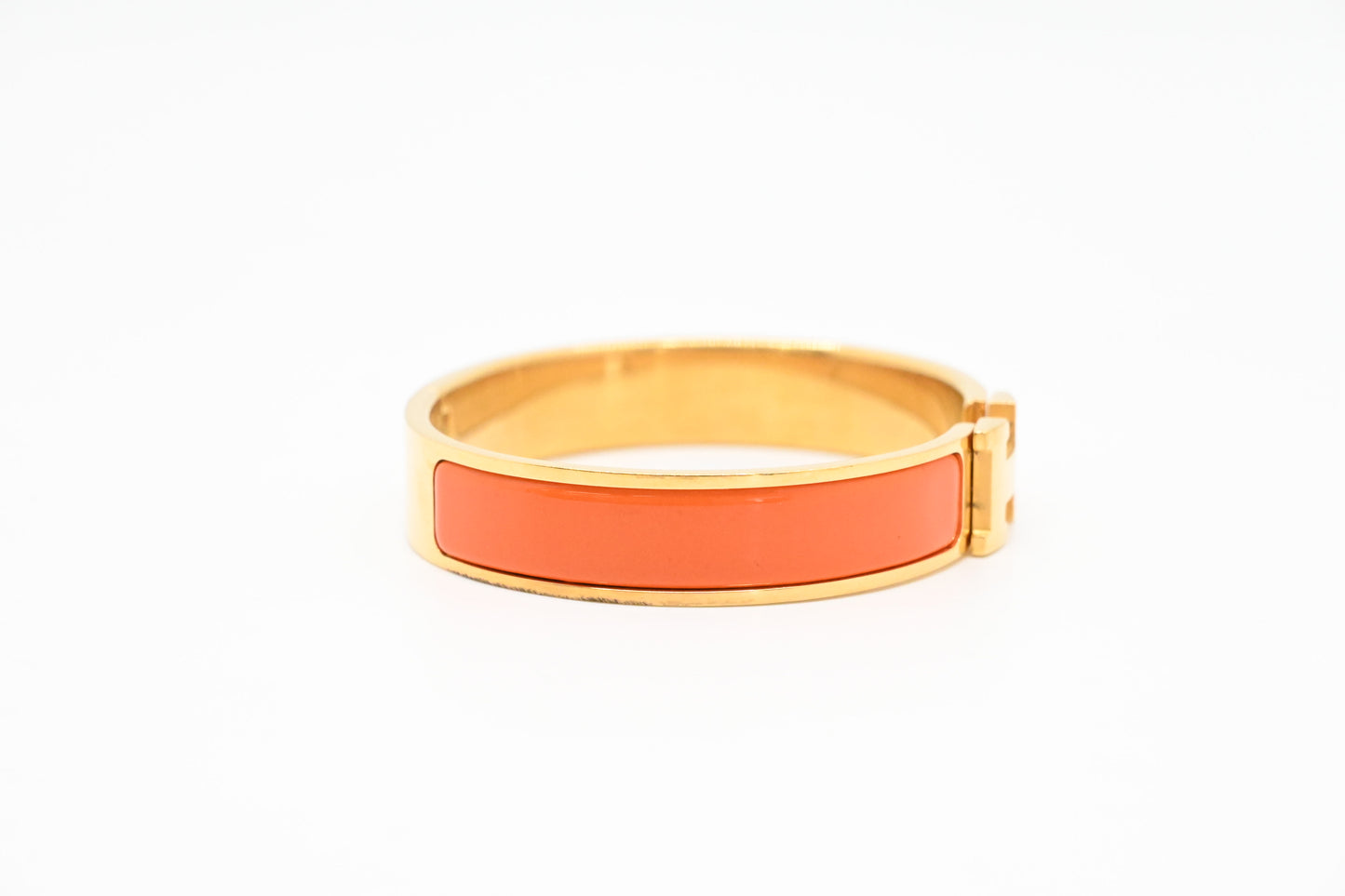 Hermes Clic H Bracelet in Orange Enamel