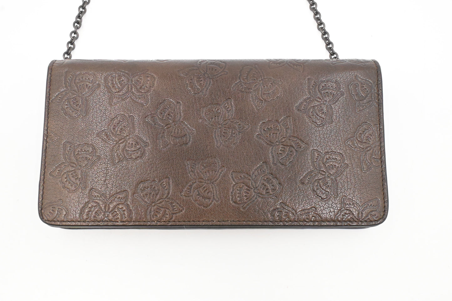 Bottega Veneta Butterflies Wallet on Chain in Brown Leather