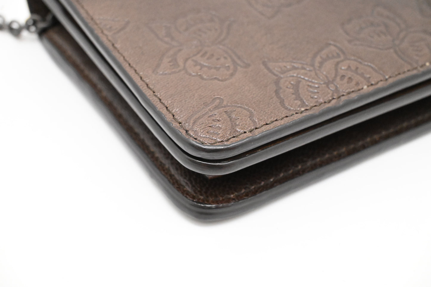 Bottega Veneta Butterflies Wallet on Chain in Brown Leather