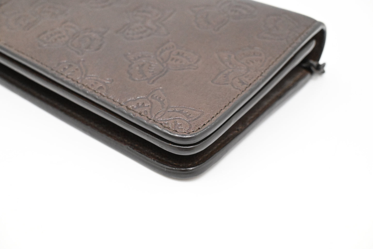 Bottega Veneta Butterflies Wallet on Chain in Brown Leather