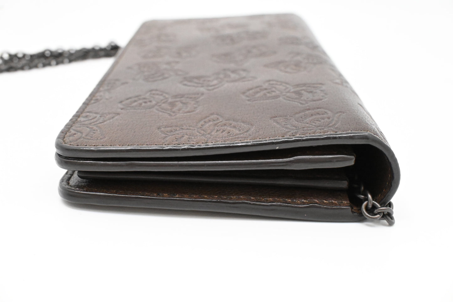 Bottega Veneta Butterflies Wallet on Chain in Brown Leather
