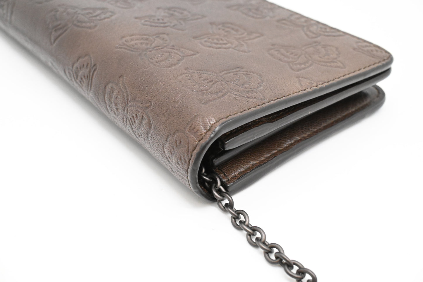 Bottega Veneta Butterflies Wallet on Chain in Brown Leather