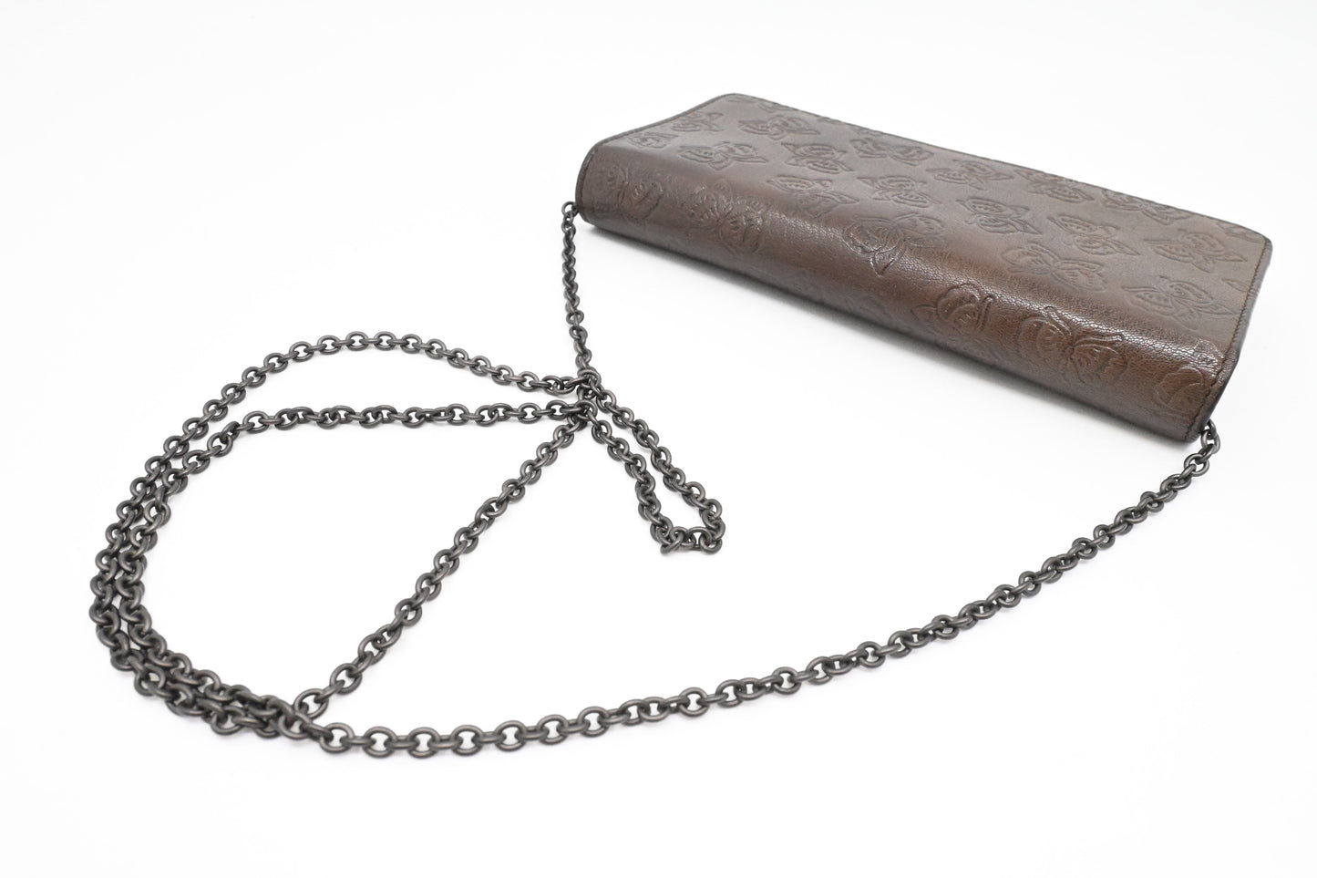 Bottega Veneta Butterflies Wallet on Chain in Brown Leather