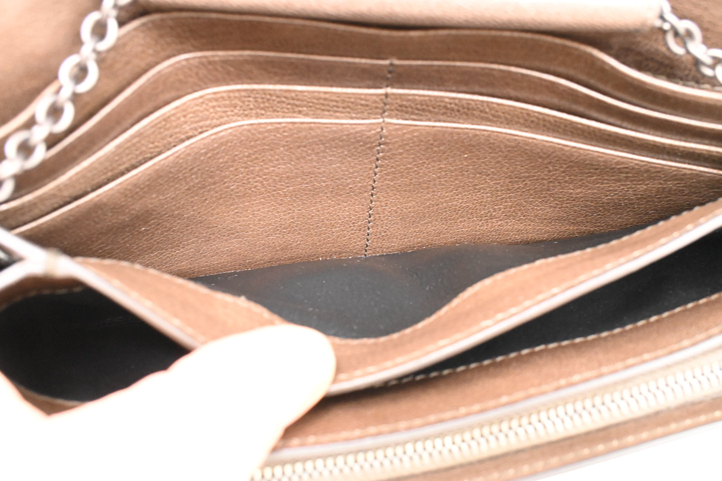 Bottega Veneta Butterflies Wallet on Chain in Brown Leather