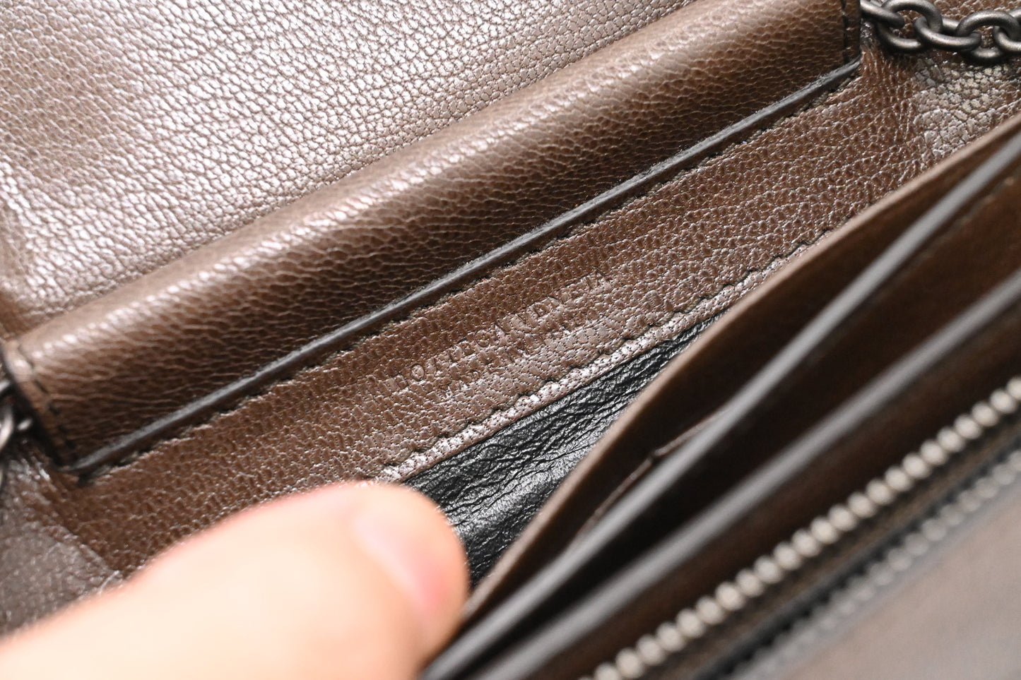 Bottega Veneta Butterflies Wallet on Chain in Brown Leather