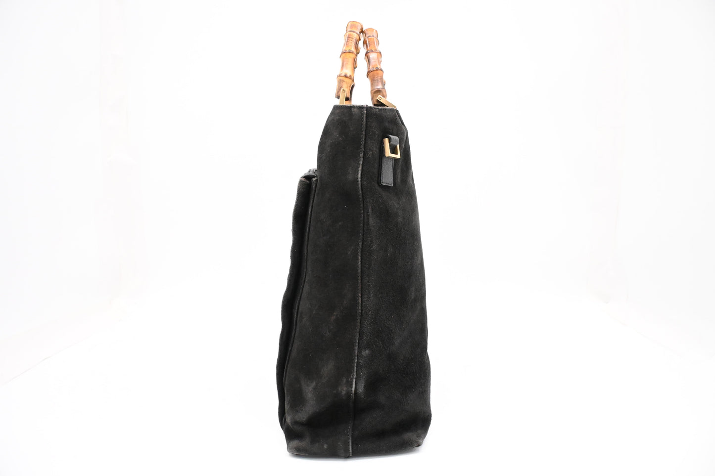 Gucci Bamboo Handbag in Black Suede