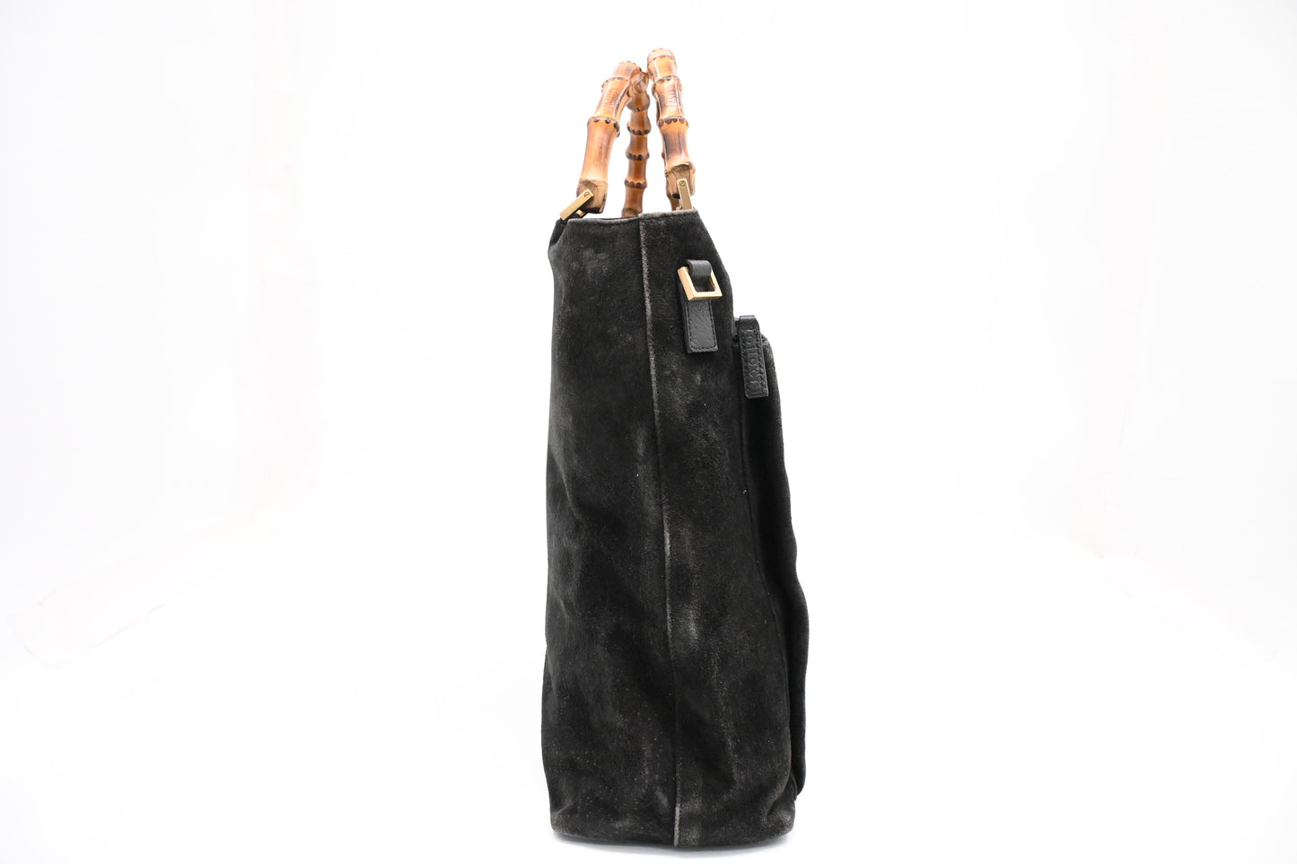 Gucci Bamboo Handbag in Black Suede