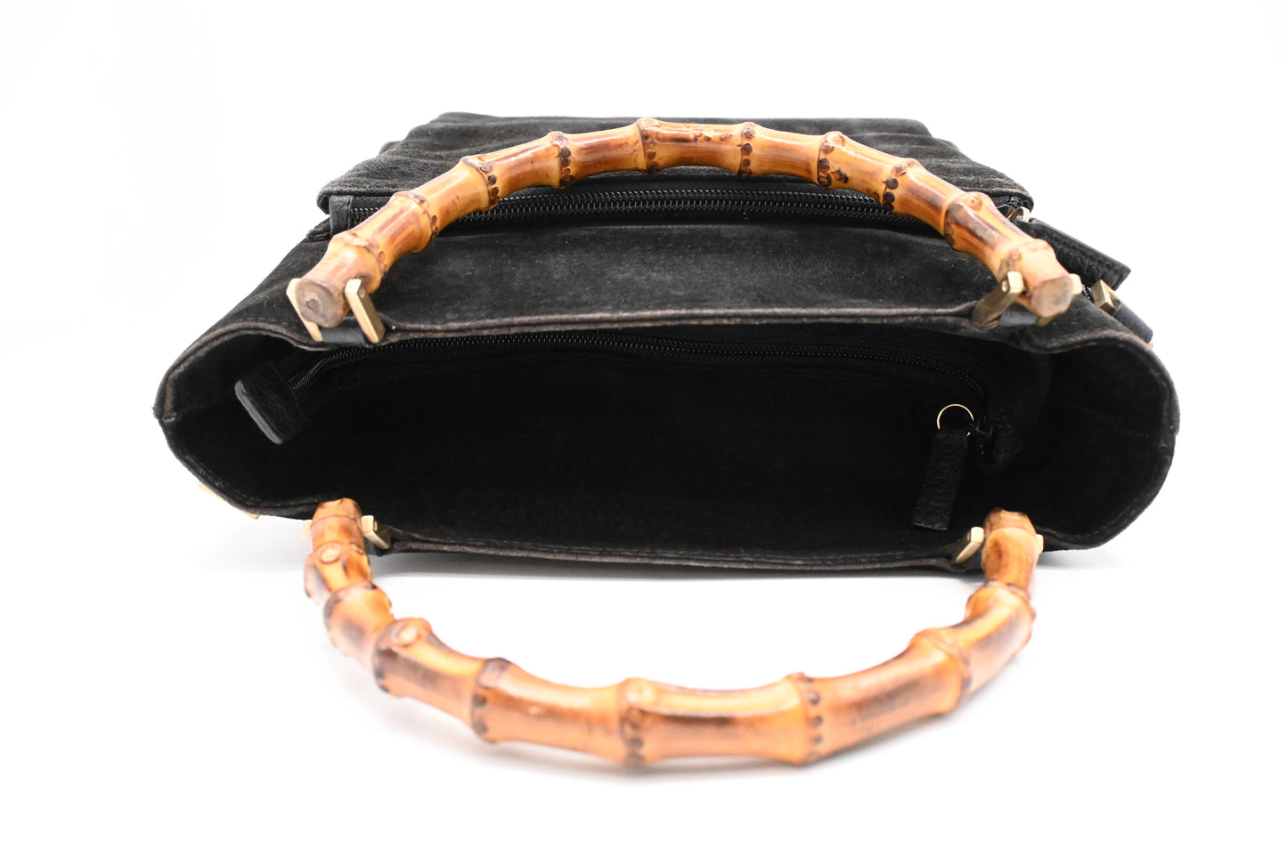Gucci Bamboo Handbag in Black Suede