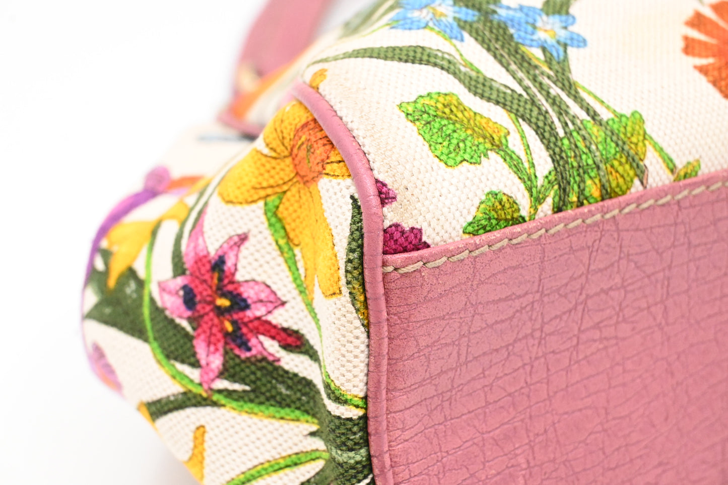 Gucci Charmy Hobo Bag in Floral Canvas and Pink Leather