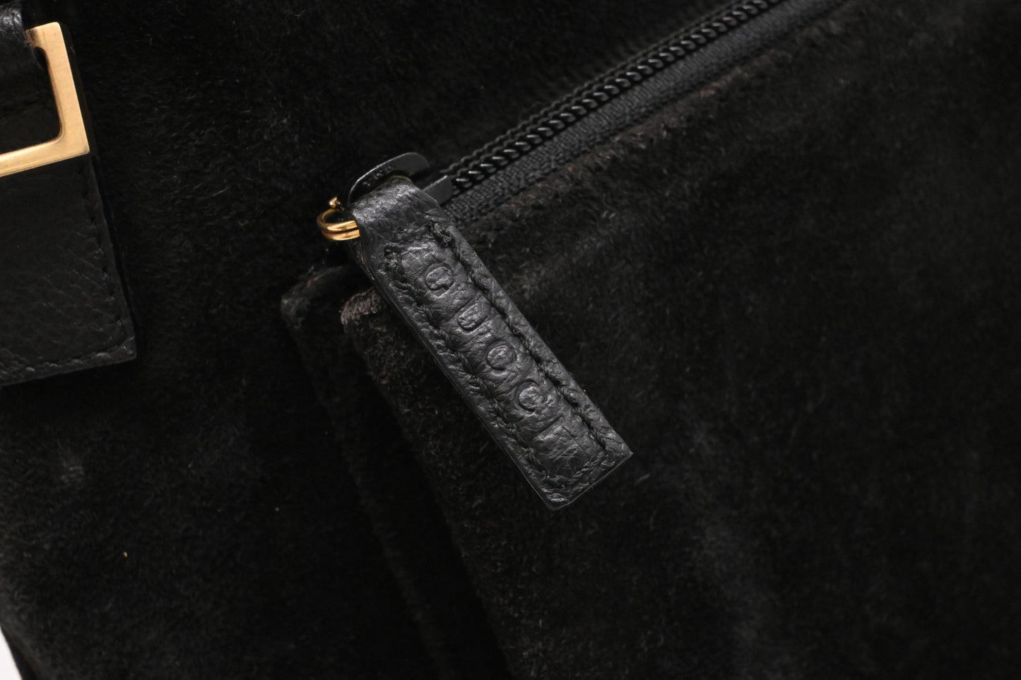 Gucci Bamboo Handbag in Black Suede