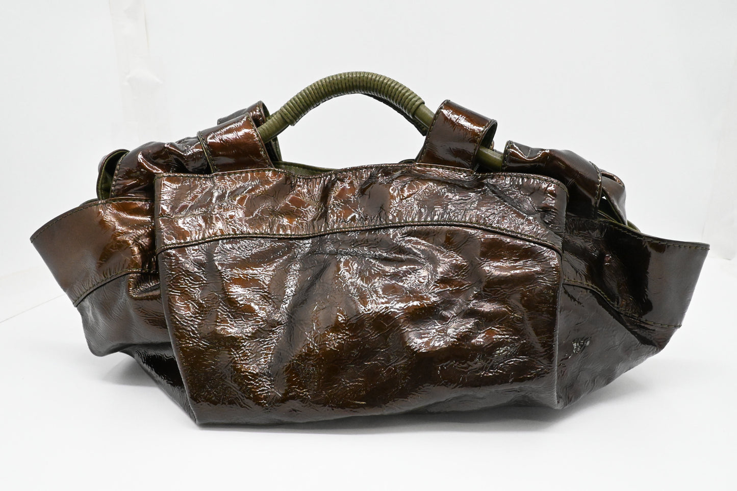 Loewe Nappa Aire Handbag in Brown Patent Leather