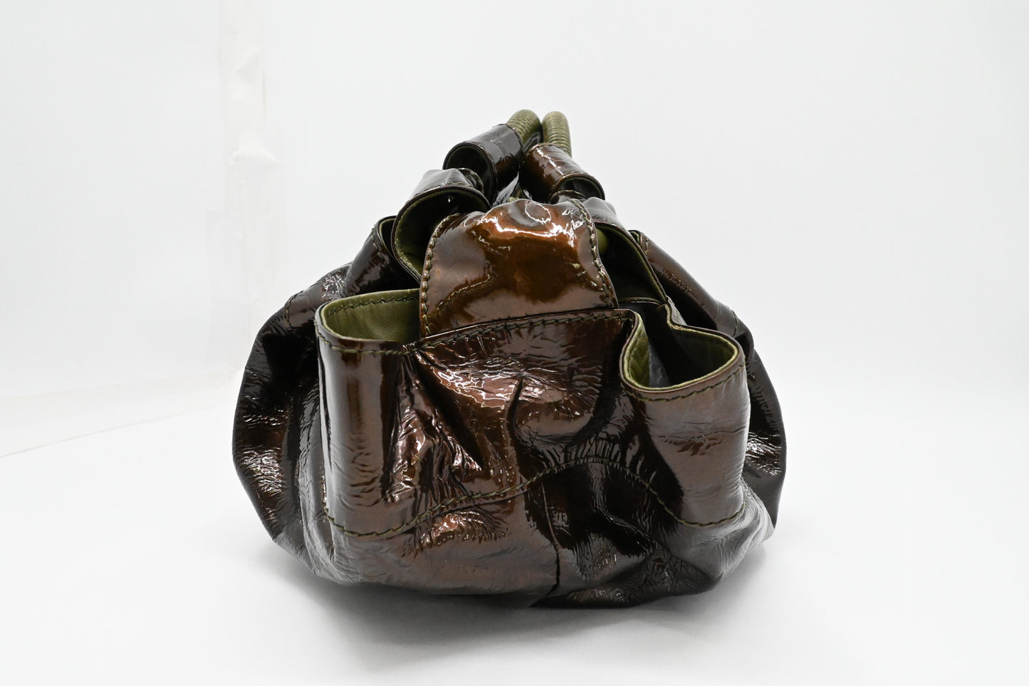Loewe Nappa Aire Handbag in Brown Patent Leather