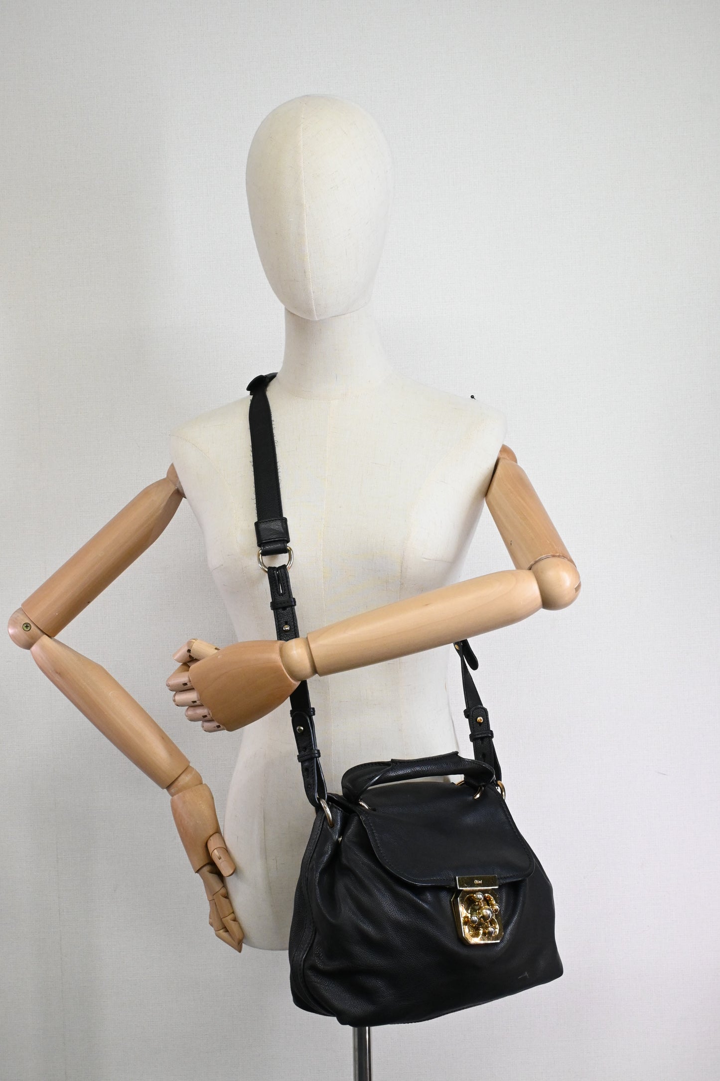 Chloe Small Elsie Two Way Bag in Black Leather