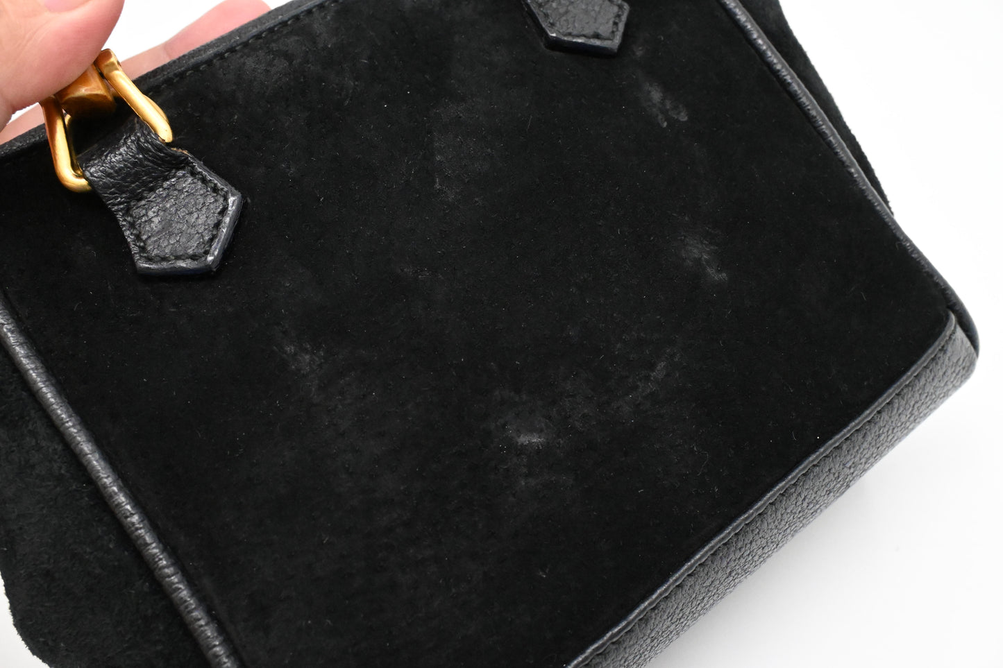 Gucci Bamboo Mini Boston Bag in Black Suede Leather