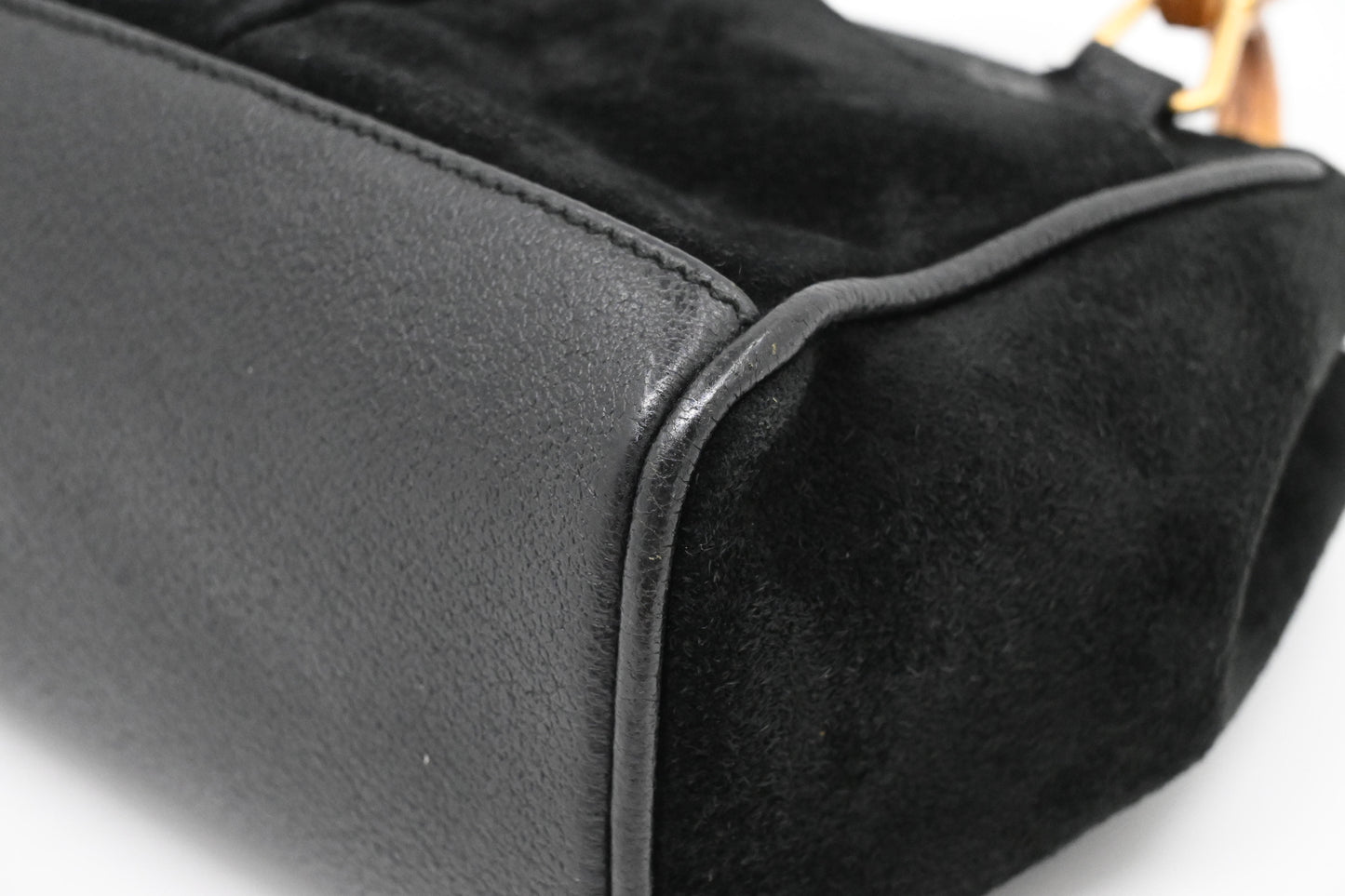 Gucci Bamboo Mini Boston Bag in Black Suede Leather