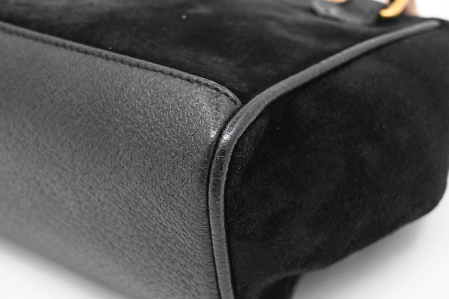 Gucci Bamboo Mini Boston Bag in Black Suede Leather