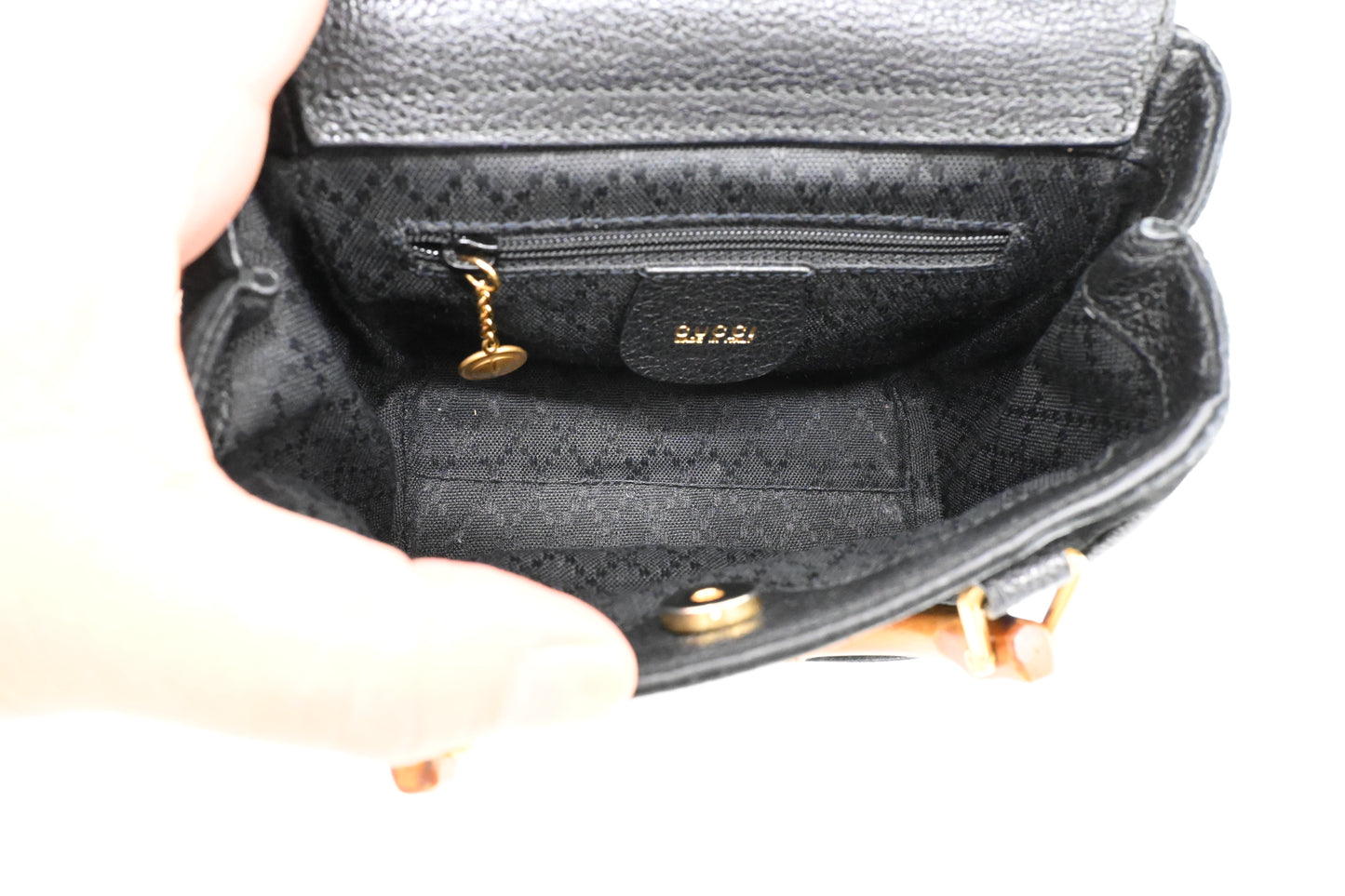 Gucci Bamboo Mini Boston Bag in Black Suede Leather