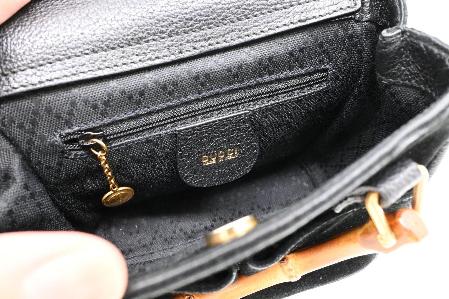 Gucci Bamboo Mini Boston Bag in Black Suede Leather