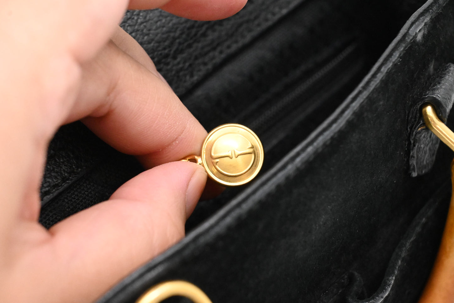 Gucci Bamboo Mini Boston Bag in Black Suede Leather
