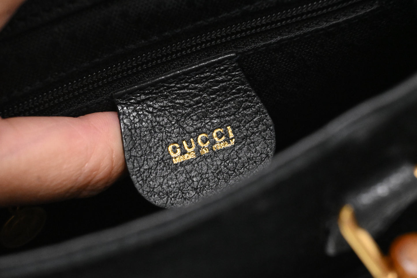 Gucci Bamboo Mini Boston Bag in Black Suede Leather