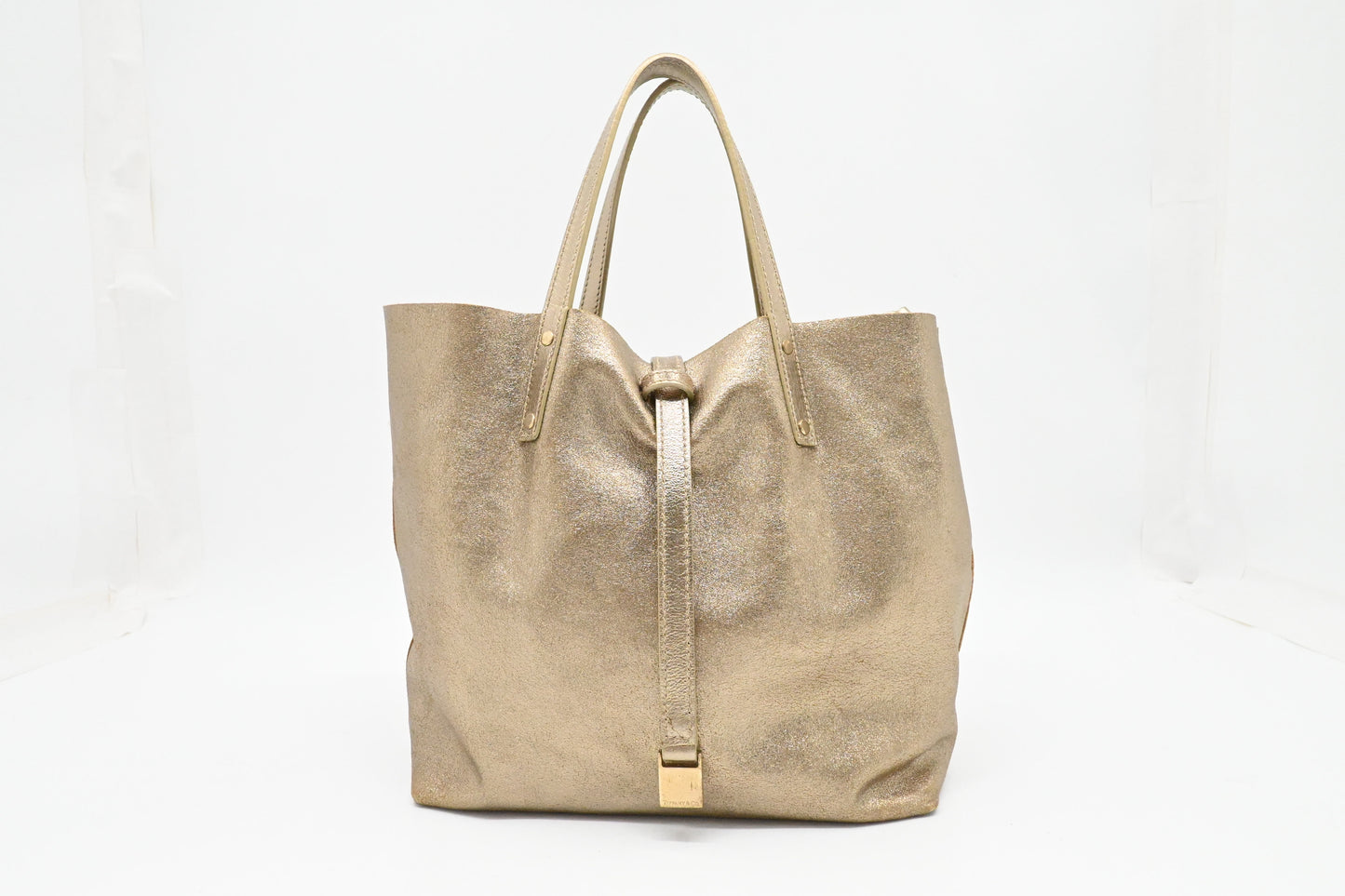 Tiffany & Co. Reversible Tote PM in Gold Tone Leather