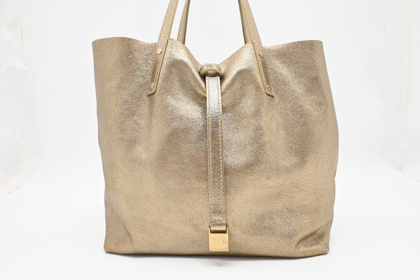 Tiffany & Co. Reversible Tote PM in Gold Tone Leather