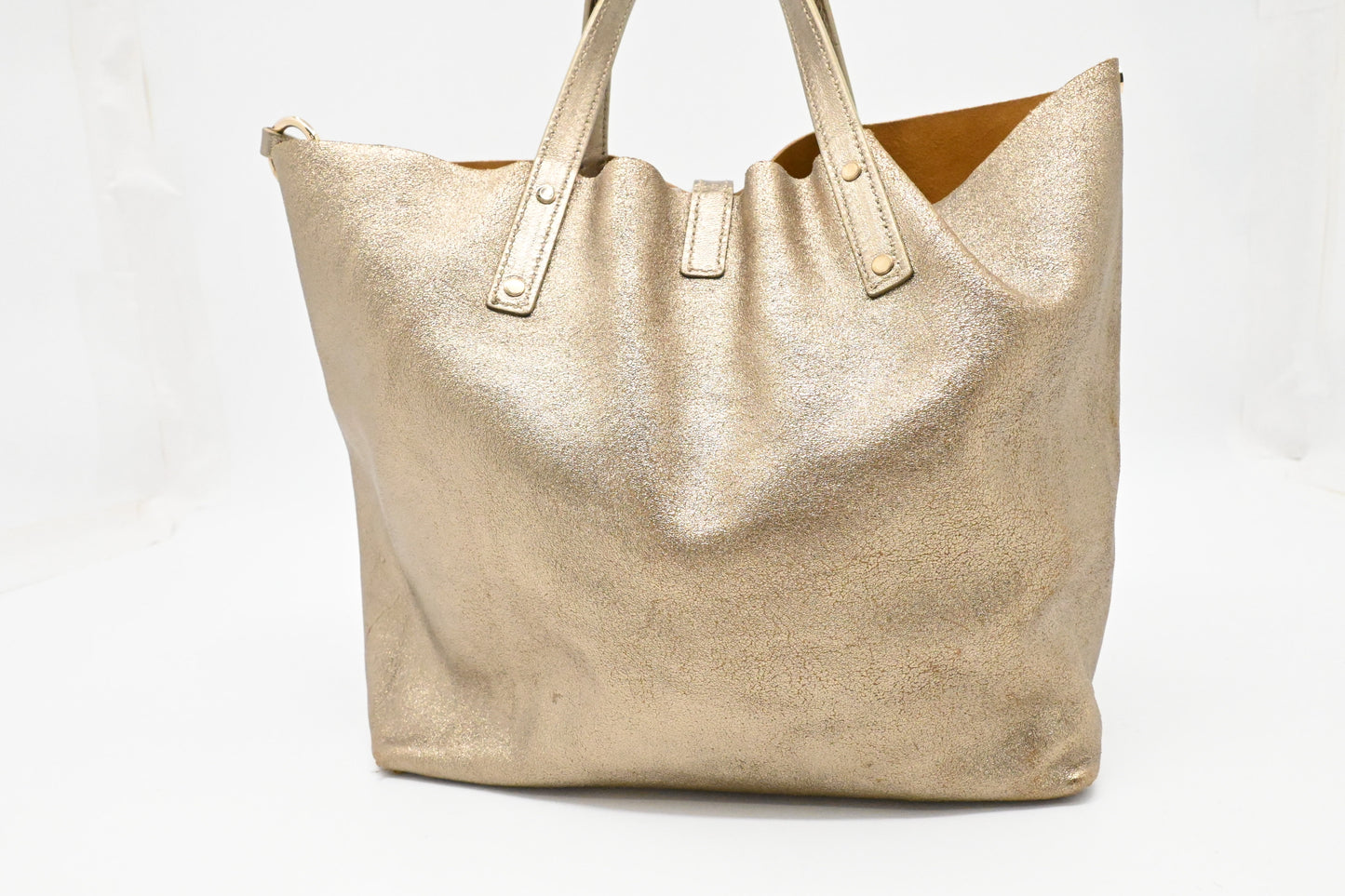 Tiffany & Co. Reversible Tote PM in Gold Tone Leather