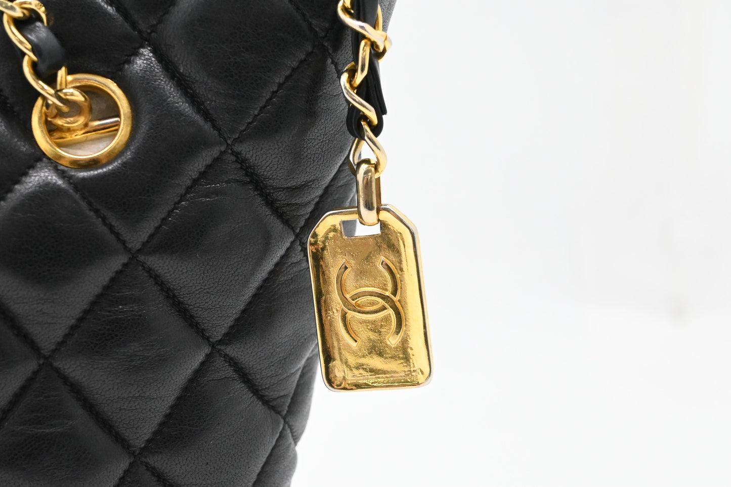 Chanel Chain Shoulder Bag in Black Leather