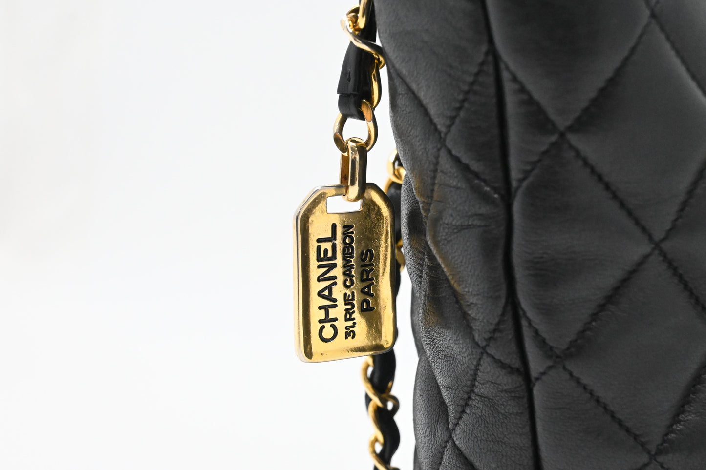 Chanel Chain Shoulder Bag in Black Leather